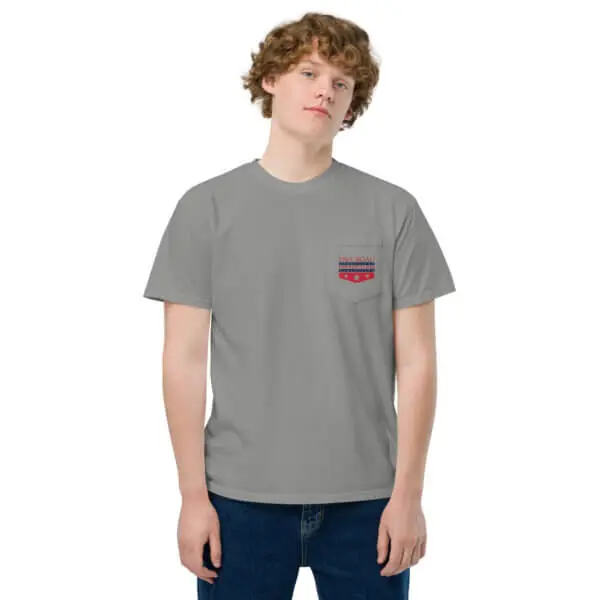 "Patriots on the Hunt" Logo Comfort Colors Pocket T-Shirt 8