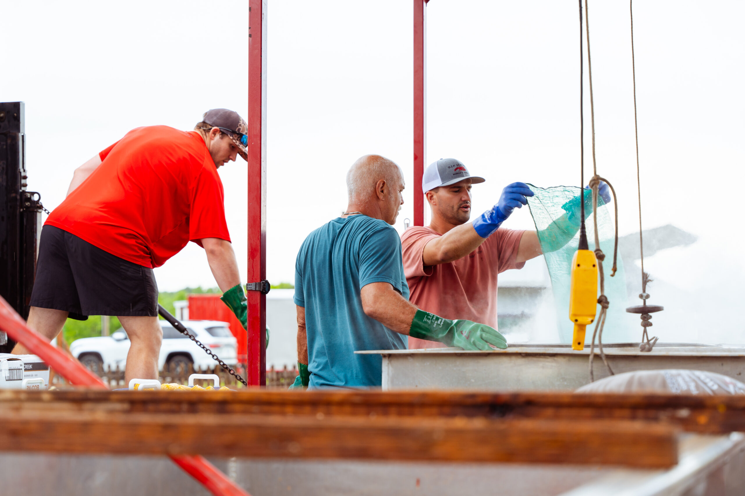 Construction workers building